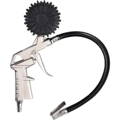 PISTOLA MANOMETRO PER GONFIAGGIO MISURA PRESSIONE GOMME AUTO MOTO BICI PSI/BAR TUBO 30CM