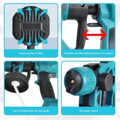 PISTOLA PER VERNICIARE A BATTERIA 2800W 3 MODALITÀ SPRUZZO UGELLO RUOTABILE A 360° MANUALE