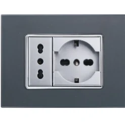 PLACCA CRISTAL 3 4 6 M ACCIAIO SCURO EFFETTO VETRO COMPATIBILE BTICINO AXOLUTE