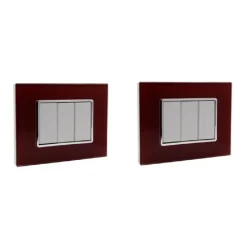 PLACCA CRISTAL 3 4 6M ROSSO POMPEIANO EFFETTO VETRO COMPATIBILE BTICINO AXOLUTE