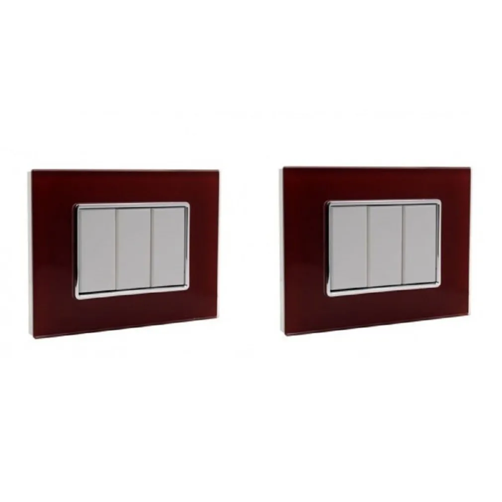 PLACCA CRISTAL 3 4 6M ROSSO POMPEIANO EFFETTO VETRO COMPATIBILE BTICINO AXOLUTE