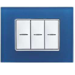 PLACCA CRISTAL 3M 4M 6M BLU CAPRI EFFETTO VETRO COMPATIBILE CON BTICINO AXOLUTE