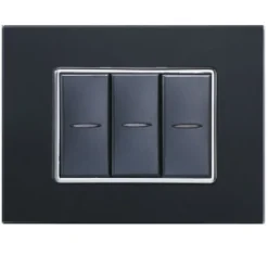 PLACCA CRISTAL 3M 4M 6M NERO EFFETTO VETRO COMPATIBILE CON BTICINO AXOLUTE