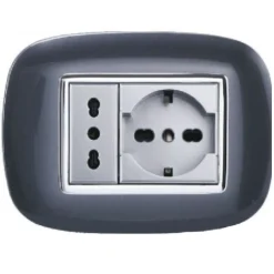 PLACCA OVAL 3 4 6 MODULI ACCIAIO SCURO COMPATIBILE CON BTICINO AXOLUTE