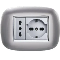 PLACCA OVAL 3 4 6 MODULI COLORE SILVER COMPATIBILE CON BTICINO AXOLUTE