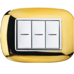 PLACCA OVAL 3 4 6 MODULI COLORE ORO LUCIDO COMPATIBILE BTICINO AXOLUTE