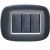 PLACCA OVAL 3 4 6 MODULI COLORE NERO COMPATIBILE CON BTICINO AXOLUTE