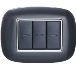 PLACCA OVAL 3 4 6 MODULI COLORE NERO COMPATIBILE CON BTICINO AXOLUTE