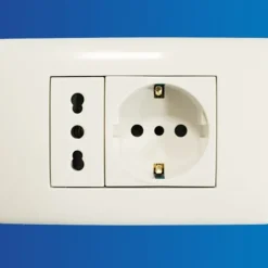 PLACCA PLACCHETTA 2 POSTI COMPLETA PRESA BIPASSO PRESA SHUKO INCASSO 503