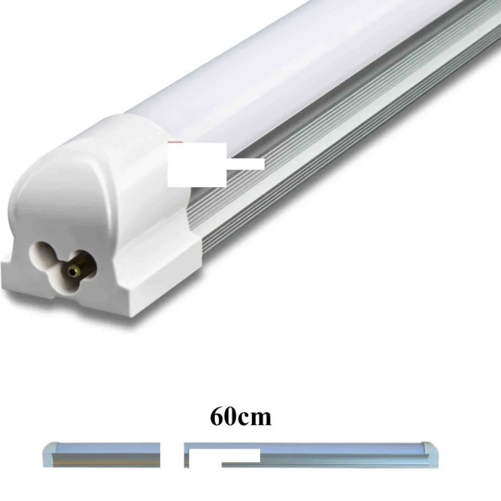 PLAFFONIERA TUBO NEON A LED SMD T8 60CM SUPPORTO NEON IN ALLUMINIO LUCE BIANCA