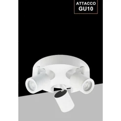 PLAFONIERA 3 DIFFUSORI ORIENTABILE SOFFITTO PARETE TONDA GU10 BIANCO NERO TH8804