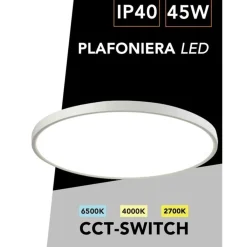 PLAFONIERA A LED SLIM 45 W IP40 CON TECNOLOGIA CCT DA 6500K A 2700K CON SWITCH LV600-3C