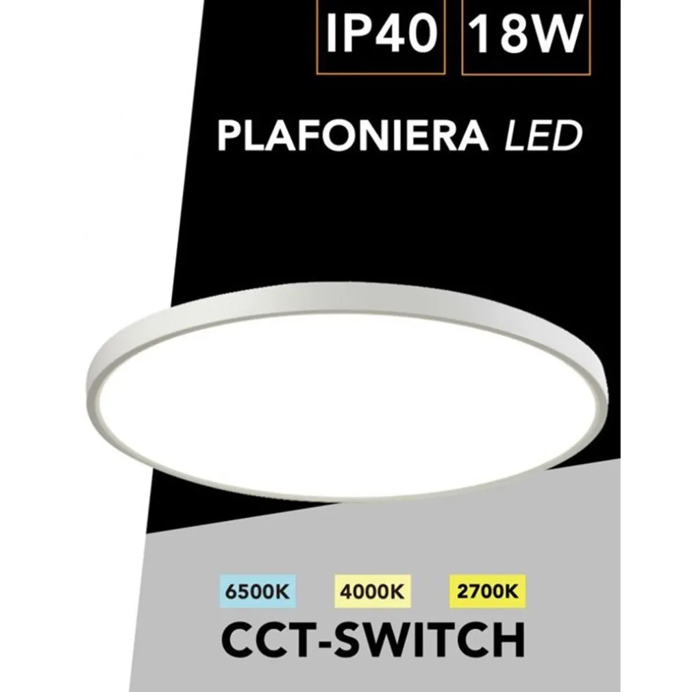 PLAFONIERA A LED SLIM 18W IP40 CON TECNOLOGIA CCT DA 6500K A 2700K CON SWITCH LV230-3C