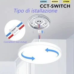 PLAFONIERA A LED SLIM 18W IP40 CON TECNOLOGIA CCT DA 6500K A 2700K CON SWITCH LV230-3C