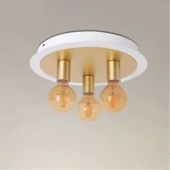 PLAFONIERA A SOFFITTO IN METALLO ORO BIANCO CON 3 LUCI LAMPADA ATTACCO E27 32668