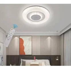 PLAFONIERA CON ALTOPARLANTE BT RGB TRASPARENTE TELECOMANDO DIMMERABILE C44-RGB-T