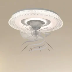 PLAFONIERA CRISTALLO CON VENTOLA LAMPADA SOFFITTO VENTILATORE LUCE 3200K-6500K 33221