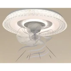 PLAFONIERA CRISTALLO CON VENTOLA LAMPADA SOFFITTO VENTILATORE LUCE 3200K-6500K 33221