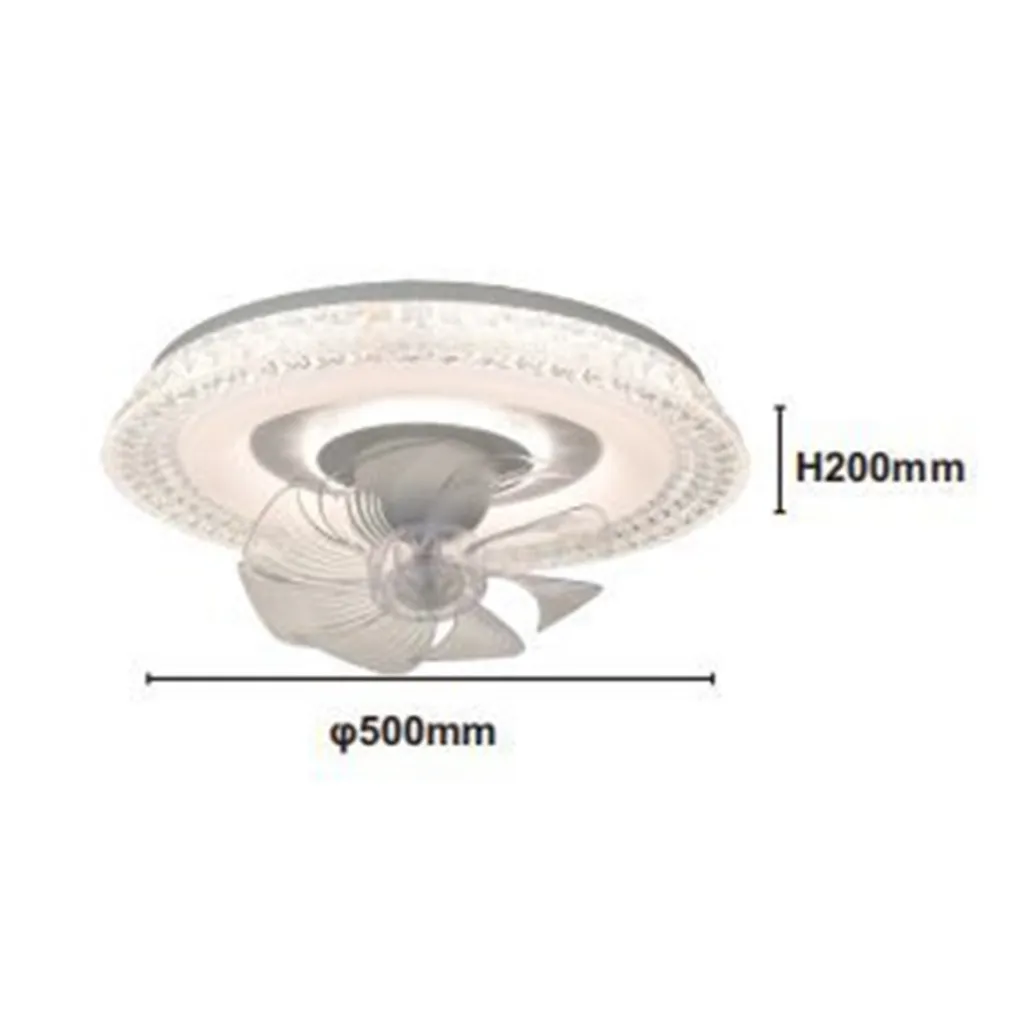 PLAFONIERA CRISTALLO CON VENTOLA LAMPADA SOFFITTO VENTILATORE LUCE 3200K-6500K 33221
