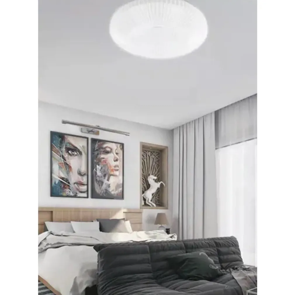 PLAFONIERA DA SOFFITTO 60 WATT ROTONDO RIGATO LUCE FREDDA 6500K FST-50A60086 49CM