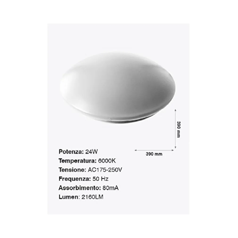 PLAFONIERA DA SOFFITTO FARETTO LED 24W TONDO ROTONDO PANNELLO 2160LM 39CM DESIGN MODERNO