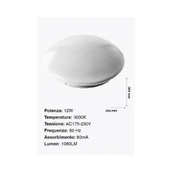 PLAFONIERA DA SOFFITTO FARETTO LED 12W TONDO PANNELLO LUCE 1080LM 26CM DESIGN MODERNO