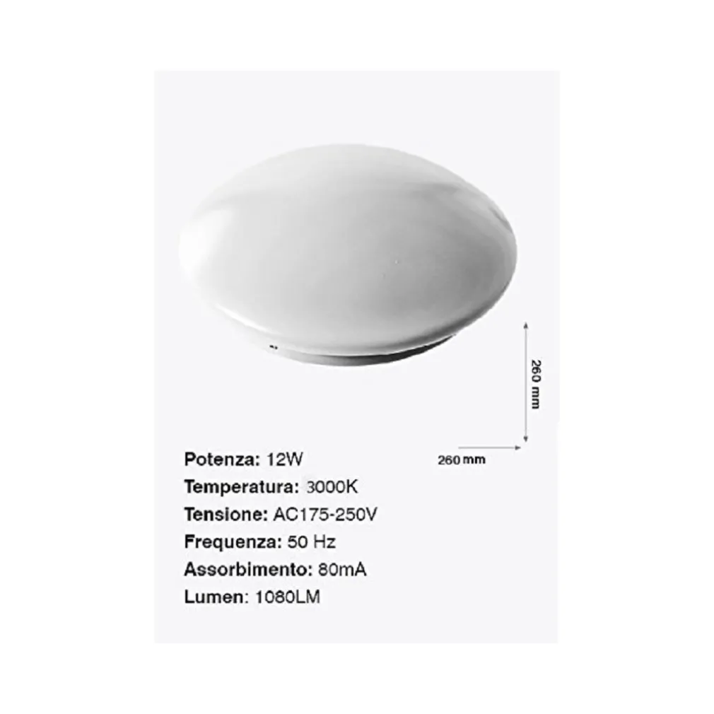 PLAFONIERA DA SOFFITTO FARETTO LED 12W TONDO PANNELLO LUCE 1080LM 26CM DESIGN MODERNO