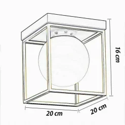 PLAFONIERA DA SOFFITTO LAMPADA IN METALLO NERO BRONZO CON SFERA IN VETRO G9 C76-1