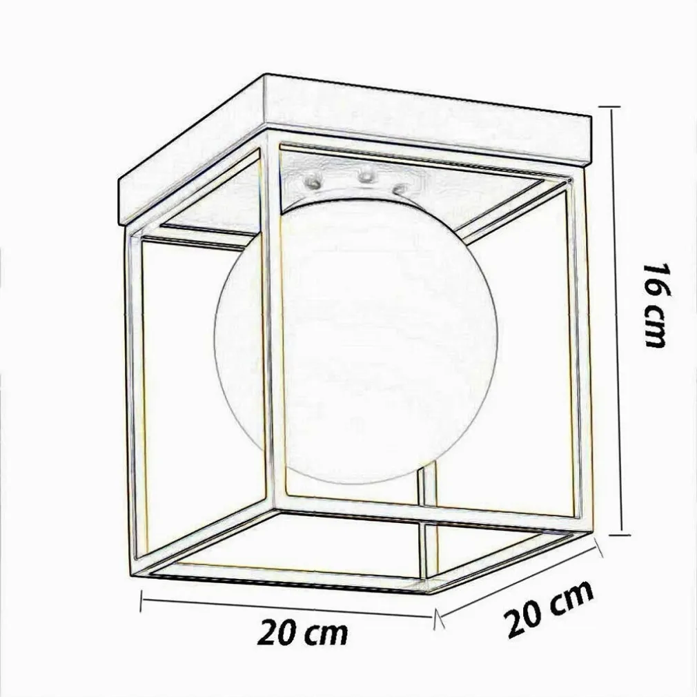 PLAFONIERA DA SOFFITTO LAMPADA IN METALLO NERO BRONZO CON SFERA IN VETRO G9 C76-1