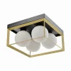 PLAFONIERA DA SOFFITTO LAMPADA IN METALLO NERO BRONZO CON 4 SFERE VETRO G9 C76-4
