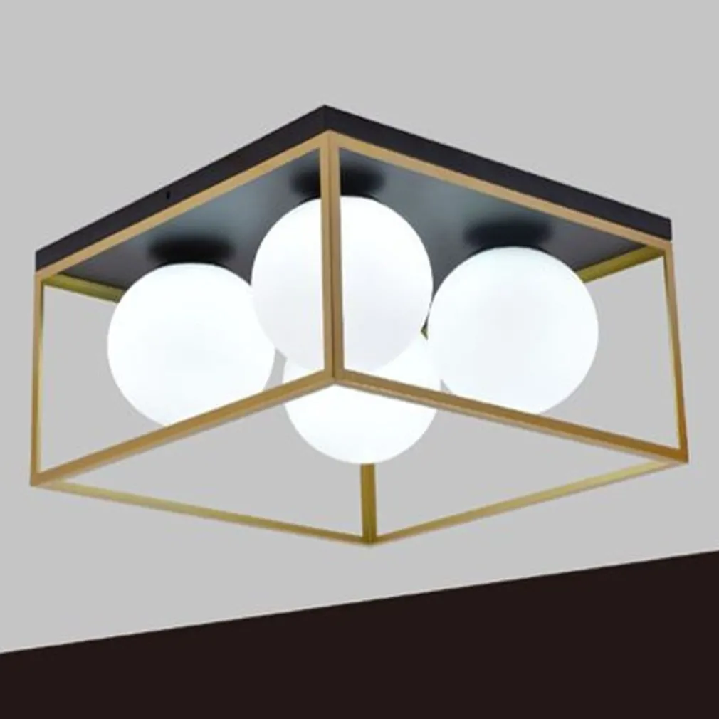 PLAFONIERA DA SOFFITTO LAMPADA IN METALLO NERO BRONZO CON 4 SFERE VETRO G9 C76-4