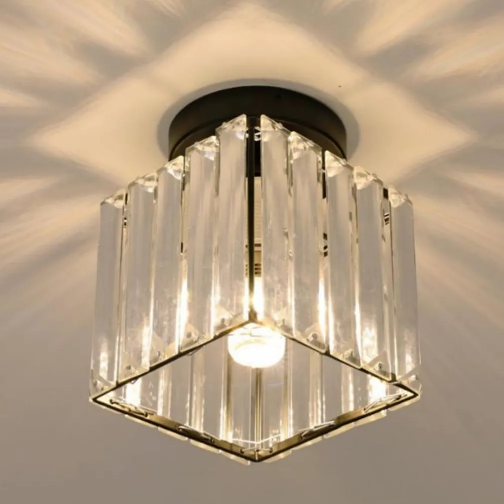 PLAFONIERA LAMPADA DA SOFFITTO A CUBO NERO ATTACCO E27 IN CRISTALLO DESIGN ELEGANTE