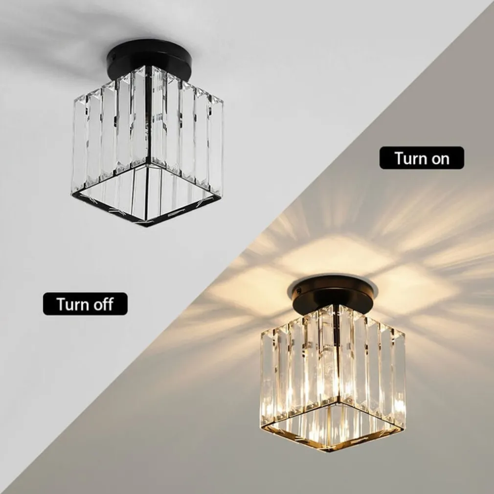 PLAFONIERA LAMPADA DA SOFFITTO A CUBO NERO ATTACCO E27 IN CRISTALLO DESIGN ELEGANTE