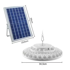 PLAFONIERA LAMPADA 400WATT A SOSPENSIONE FARO CON PANNELLO SOLARE 236 LED 1300LM
