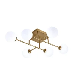 PLAFONIERA LAMPADARIO DA SOFFITTO BRONZO MINIMAL STRUTTURA METALLO 6 SFERE ATTACCO G9 C77