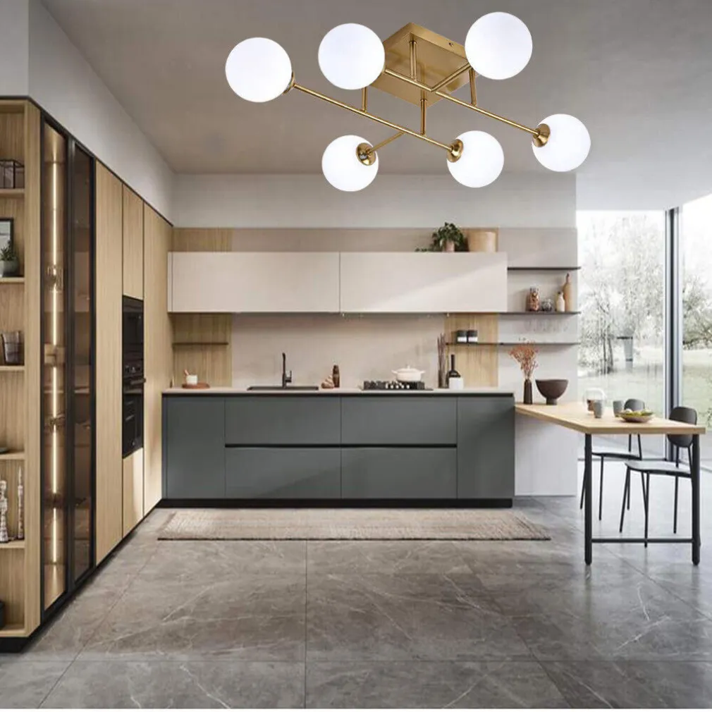 PLAFONIERA LAMPADARIO DA SOFFITTO BRONZO MINIMAL STRUTTURA METALLO 6 SFERE ATTACCO G9 C77