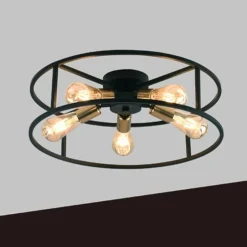 PLAFONIERA LAMPADARIO DA SOFFITTO CIRCOLARE STILE INDUSTRIALE LAMPADA 5XE27 C71-5