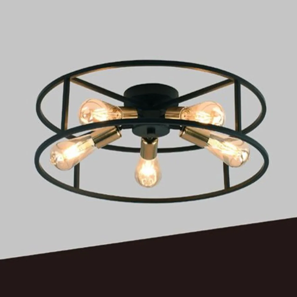 PLAFONIERA LAMPADARIO DA SOFFITTO CIRCOLARE STILE INDUSTRIALE LAMPADA 5XE27 C71-5