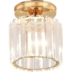 PLAFONIERA LAMPADARIO DA SOFFITTO A CILINDRO ORO E27 IN CRISTALLO DESIGN ELEGANTE