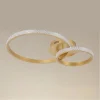 PLAFONIERA LED 48 W 2 CERCHI EFFETTO CRISTALLO CON TELECOMANDO MODERNO ORO 31791