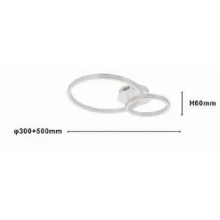 PLAFONIERA LED 48 W 2 CERCHI EFFETTO CRISTALLO TELECOMANDO MODERNO BIANCO 31777