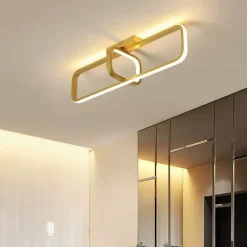 PLAFONIERA LED 32 W RETTANGOLARE ORO DESIGN MODERNO LAMPADARIO A SOFFITTO 50224