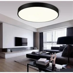 PLAFONIERA LED 70 W ROTONDA LAMPADA SOFFITTO NERO LAMPADARIO LUCE NATURALE 02607