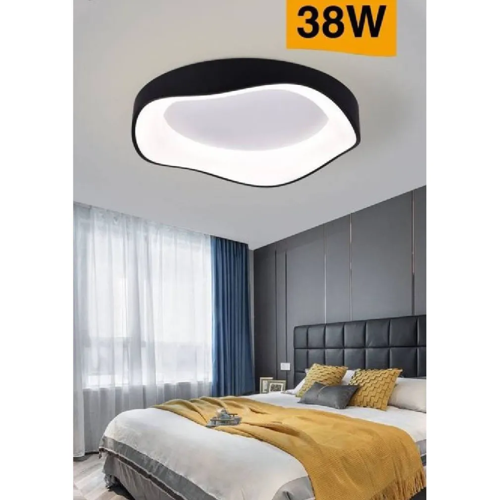 PLAFONIERA LED A ONDA NERO 38 WATT ULTRA MODERNA TRE COLORAZIONI DI LUCE C53-N3C