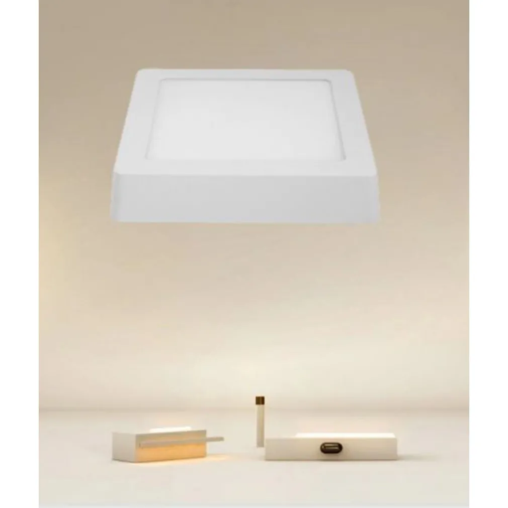 PLAFONIERA LED DA SOFFITTO 12W LUCE 3000K-6500K PARETE QUADRATO CON INTERRUTTORE 00175