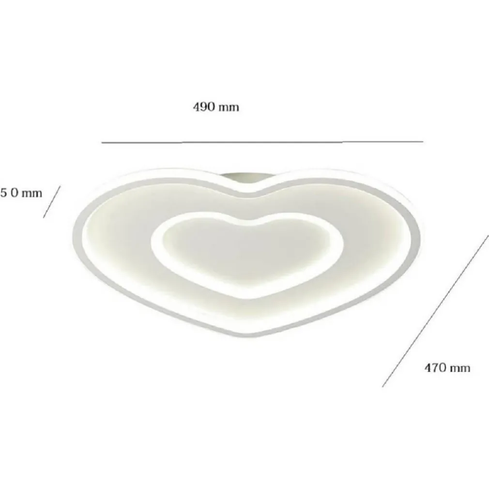 PLAFONIERA LED DA SOFFITTO FORMA DI CUORE 54 W IN ALLUMINIO LUCE CALDA 3000K C19