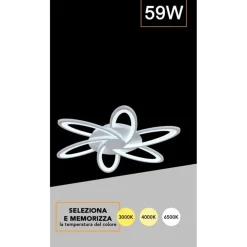 PLAFONIERA LED DESIGN MODERNO LAMPADA SOFFITTO C15-3C 59W 4720LM 300° LUCE SELEZIONABILE