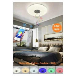 PLAFONIERA LED 3IN1 RGB 62W CIRCOLARE CIELO STELLATO BLUETOOTH ALTOPARLANTE APP