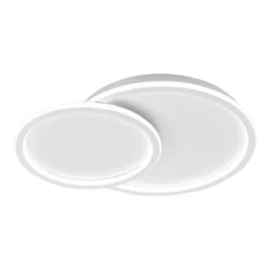 PLAFONIERA LED LAMPADARIO SOFFITTO DESIGN A 2 CERCHI BIANCO MODERNO 45W PN-26-3C