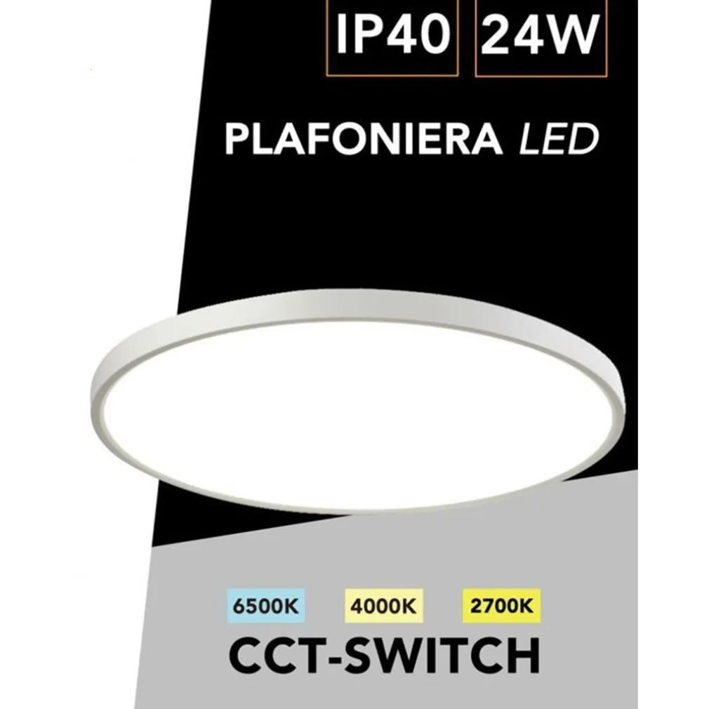 PLAFONIERA LED ULTRA SLIM 24W IP40 CON TECNOLOGIA CCT DA 6500K A 2700K CON SWITCH LV300-3C